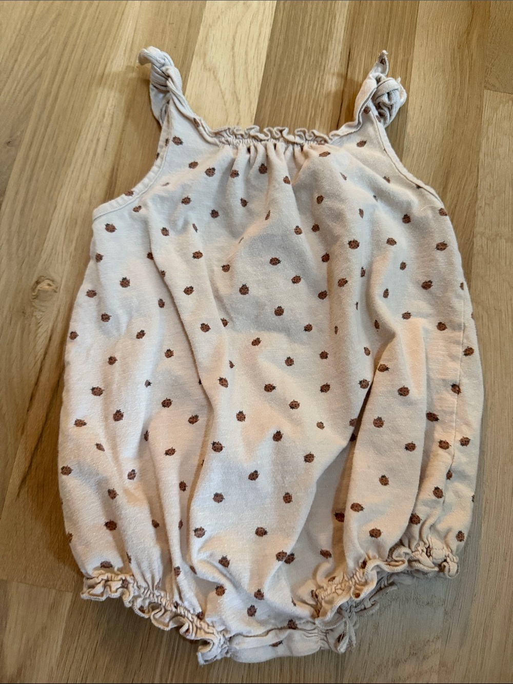 Rylee + Cru Cream Tank Romper with Brown Dot Print